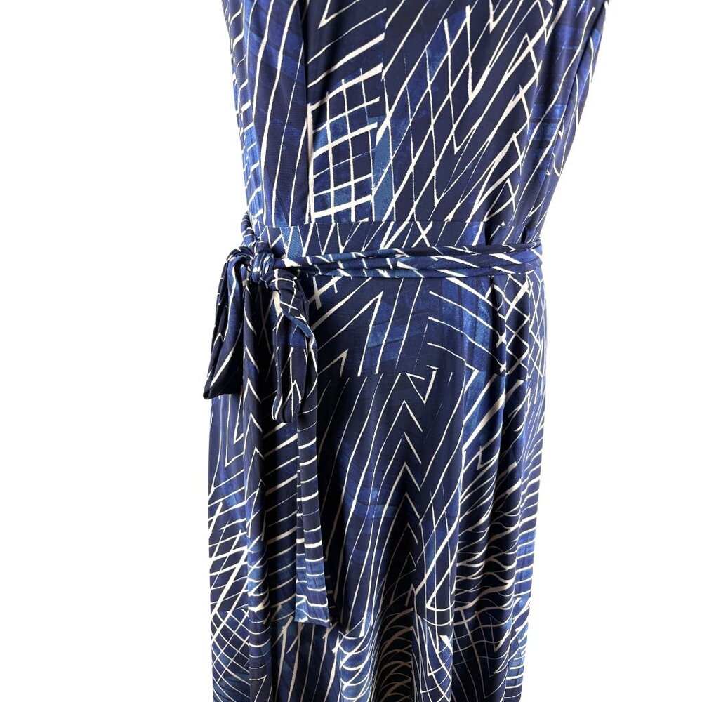 Lauren Ralph Lauren Geometric Print Sleeveless Maxi Dress with Belt Women's 14W - Picture 15 of 16